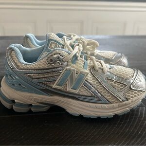 New Balance Kids' White and Blue Sneakers